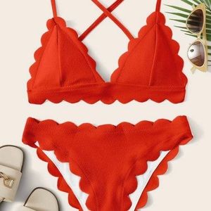 Shein Scallop Trim Tie Back Swimsuit *never worn*